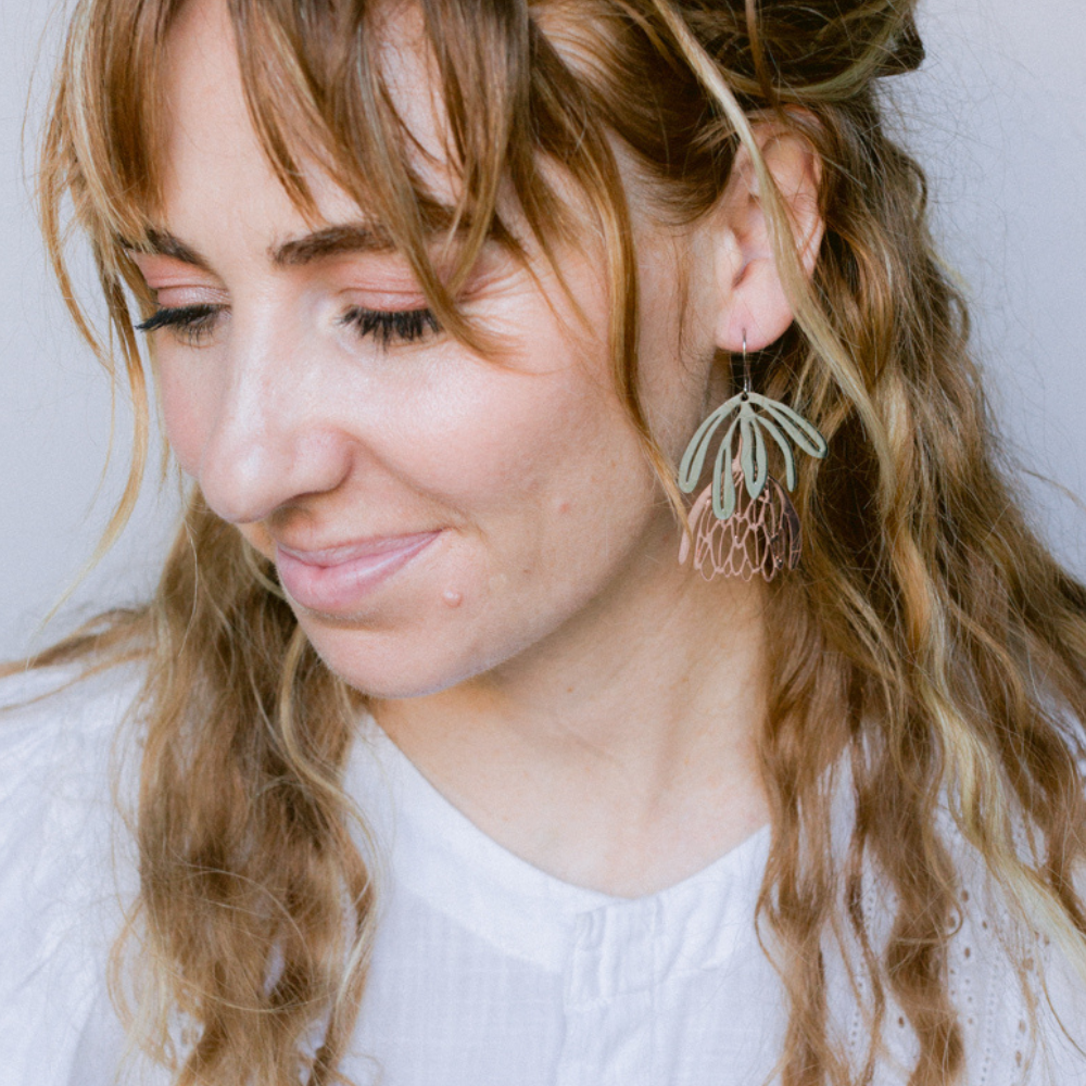 $69 Set: Protea Silver Rose Gold & Bee Silver earring set