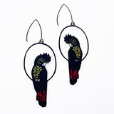 $59 Set: Red Tail Black Cockatoo & Banksia Gold earring set