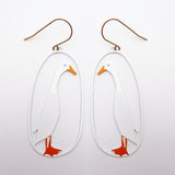 Runner Duck earrings in White & Orange