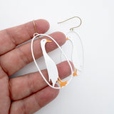 Runner Duck earrings in White & Orange