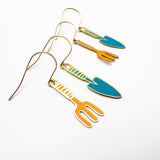 SECONDS - Fork & Spade stacker earring set Gold, Blue & Orange