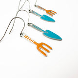 SECONDS - Fork & Spade stacker earring set Silver, Blue & Orange