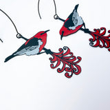 Scarlet Honeyeater earrings in Black, Grey & Red