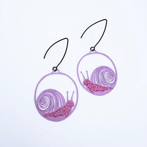 Snail earrings in Lilac & Raspberry