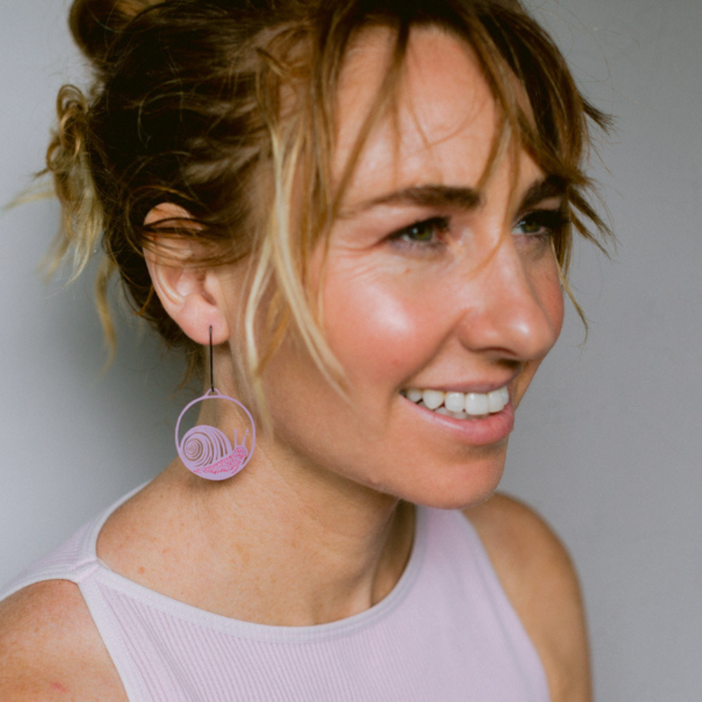 Snail earrings in Lilac & Raspberry