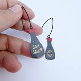 Soy Sauce earrings in Black, Red & Brown