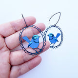 Splendid Fairy Wren earrings in Blues