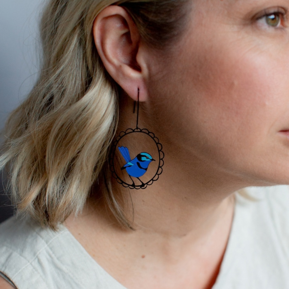 Splendid Fairy Wren earrings in Blues