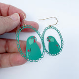 Swift Parrot earrings in Greens & Red