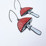 Toadstool earrings in Black, Red & White