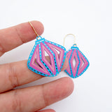 Vintage Ornament earring #3 in Blue, Pink & Peach