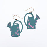 Watering Can earrings in Green & Pink