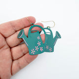 Watering Can earrings in Green & Pink