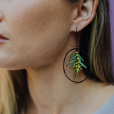 Wattle Flower earrings in Black/Yellow/Green