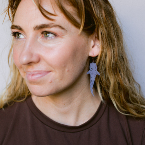 Whale Shark earrings in Denim