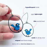 Wren earrings in Blue & Black