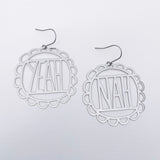 $59 Set: I'm Tiiired Actually Silver & Yeah Nah Silver earring set