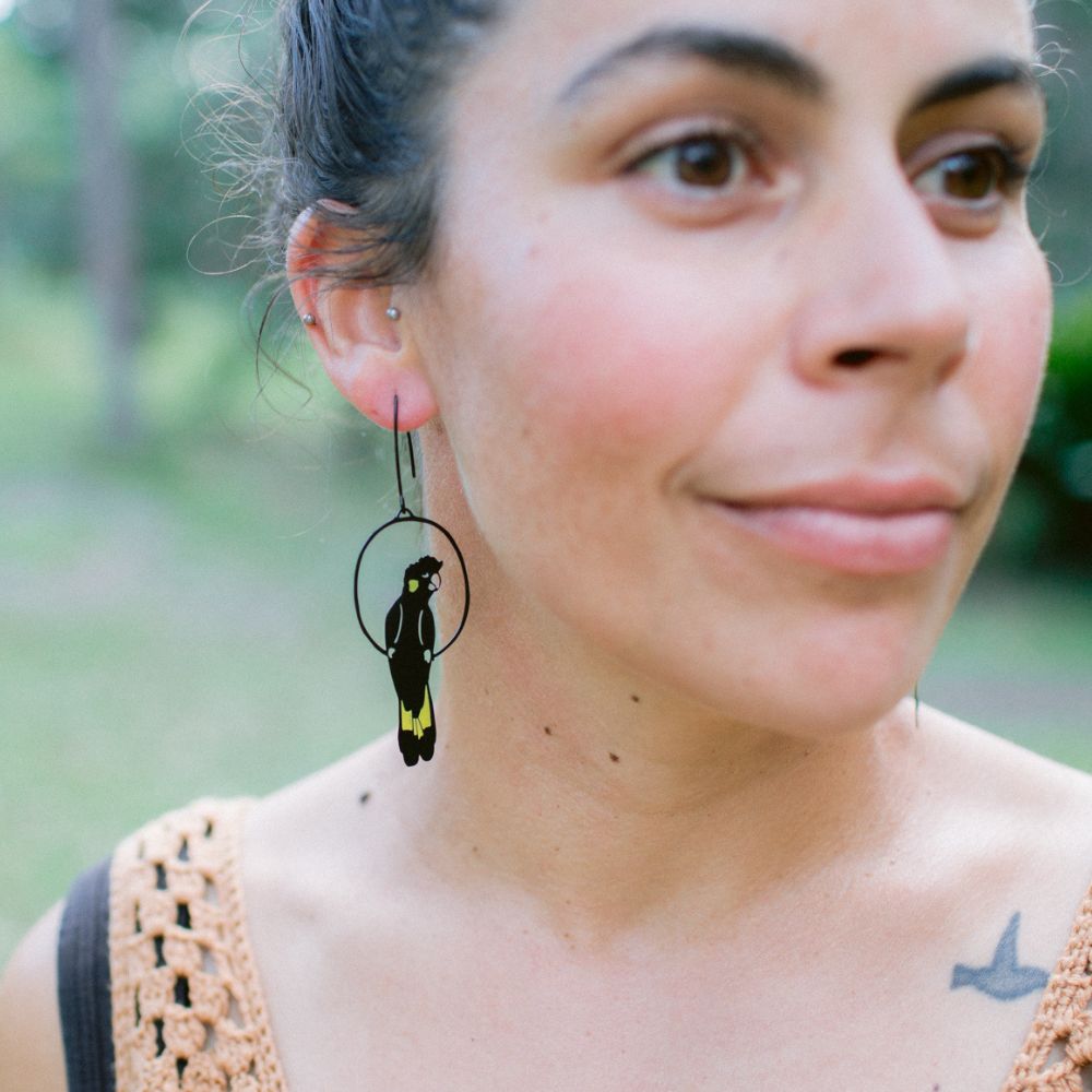 $65 Set: Yellow Tail Black Cockatoo & Lemon Migrant Butterfly earring set