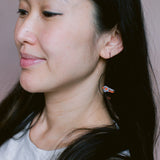 Midi Zebra Finch earrings in Black/Grey/Orange