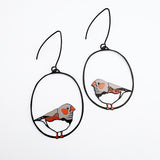 $69 Set: Zebra Finch & Protea Teal Orange earring set