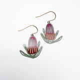 Mini Banksia flower earrings in Sage/Burnt Orange/Wine