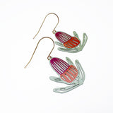 Mini Banksia flower earrings in Sage/Burnt Orange/Wine