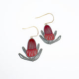 Midi Banksia flower earrings in Sage/Burnt Orange/Wine
