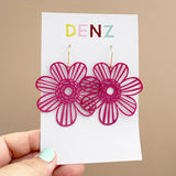 Big Flower earrings in Hot Pink