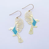 Bird in Flight Earrings in Gold & Duck Egg