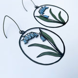 Bluebell Flower earrings in Black/Blue/Sage