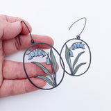 Bluebell Flower earrings in Black/Blue/Sage