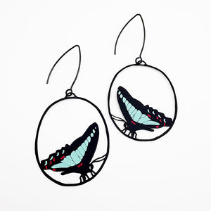 Butterfly earrings in Blue Triangle