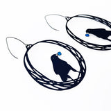 Bowerbird earrings in Black/Blue