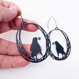 Bowerbird earrings in Black/Blue