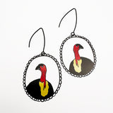 Midi Bush Turkey earrings in Black/Red/Yellow