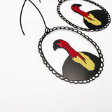Midi Bush Turkey earrings in Black/Red/Yellow