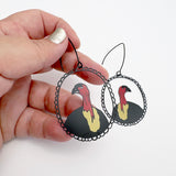 Midi Bush Turkey earrings in Black/Red/Yellow