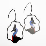 Midi Cassowary earrings in Black/Blue/Red