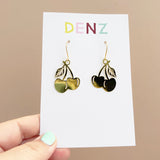 Cherry dangle earrings in Gold