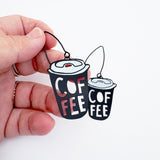 Midi Coffee Cup earrings in Black/White