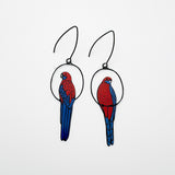 Crimson Rosella earrings in Black/Red/Blue