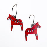 Mini Dala Horse earrings in Black/Red