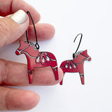 Mini Dala Horse earrings in Black/Red