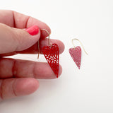 Mini Dashy Heart earrings in Red