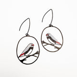 Midi Diamond Firetail earrings in Black/Grey/Red