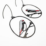 Midi Diamond Firetail earrings in Black/Grey/Red