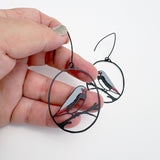 Midi Diamond Firetail earrings in Black/Grey/Red