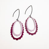 Midi Double Scallop Hoop earrings in Lilac/Burgandy
