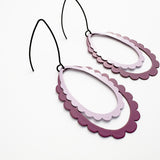 Midi Double Scallop Hoop earrings in Lilac/Burgandy