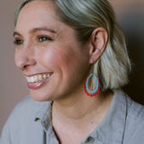 Midi Double Scallop Hoop earrings in Baby Blue/Red